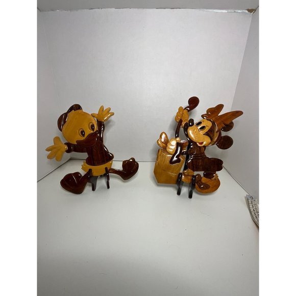 Pair of Disney Minnie Mouse Playing Instrument, Donald Duck Dancing, Wood Intars - Picture 9 of 16